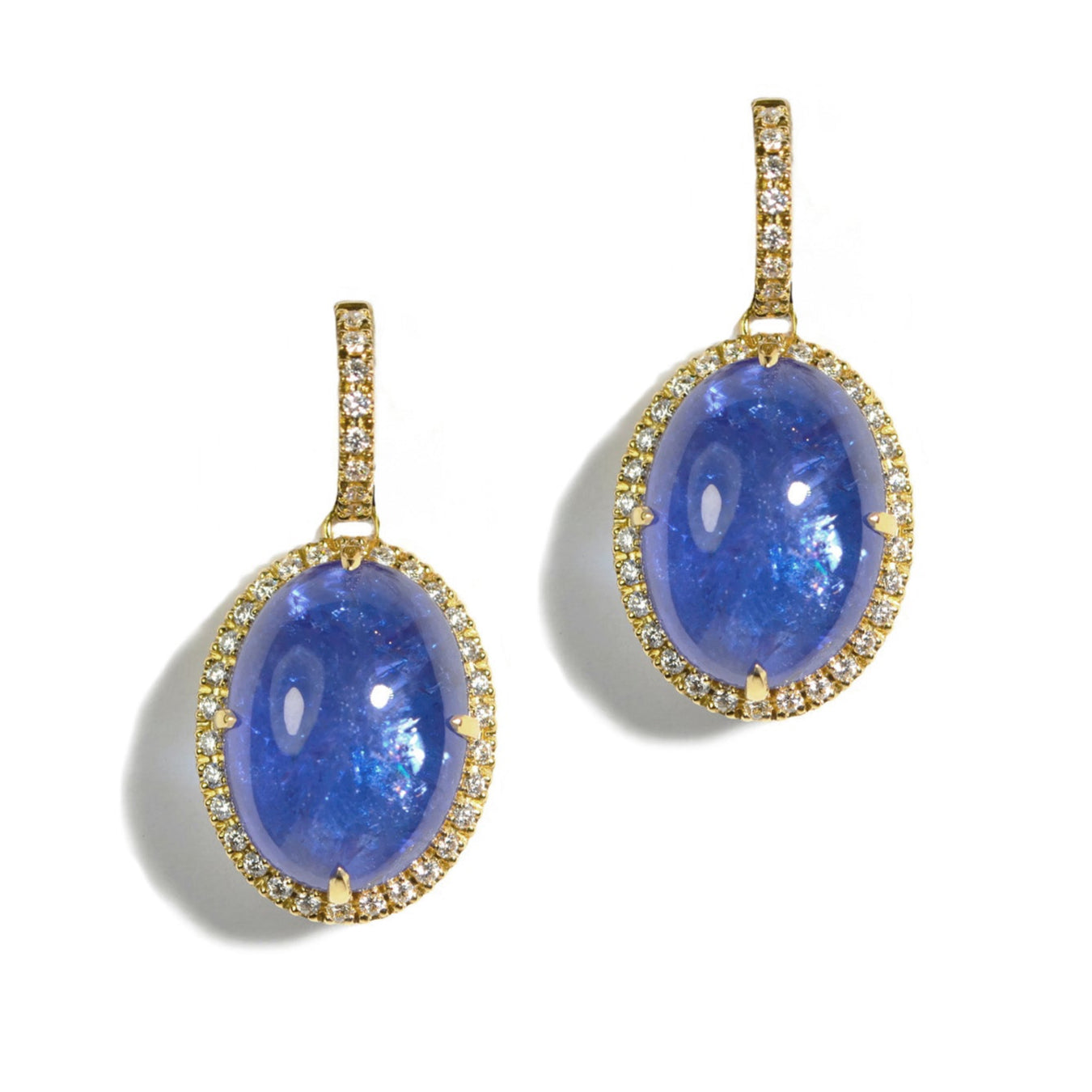 Sole - Drop Earrings with Tanzanite and Diamonds, 18k Yellow Gold