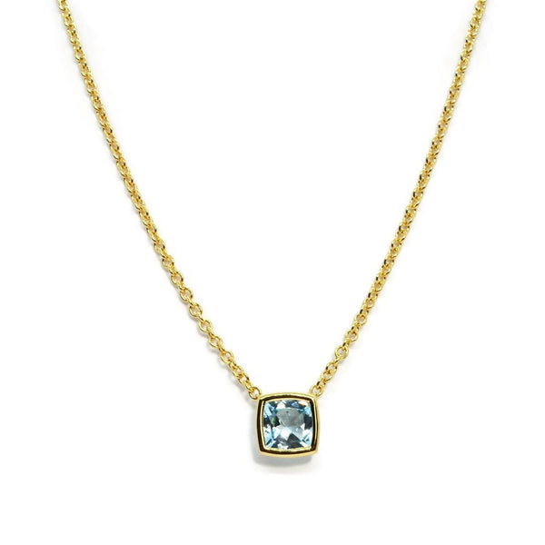 Gaia - Pendant Necklace with Blue Topaz,18k Yellow Gold