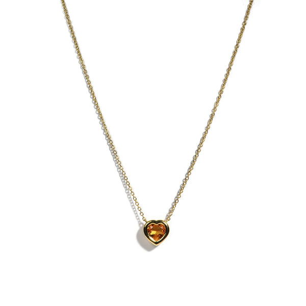 A & Furst - Gaia - Heart Pendant Necklace with Citrine, 18k Yellow Gold