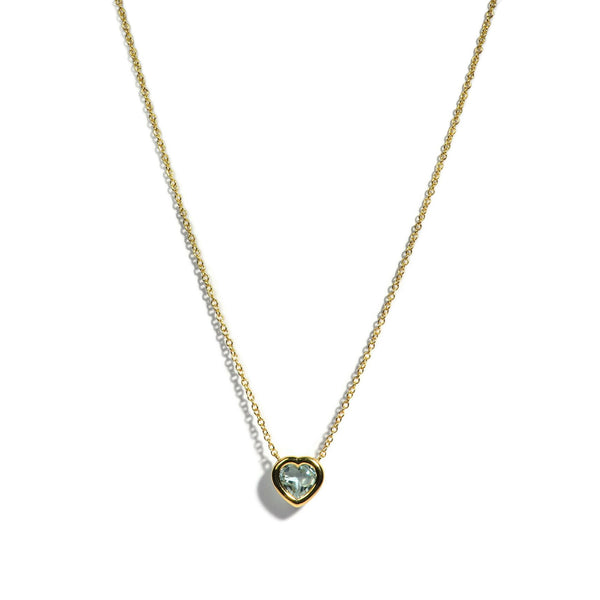 A & Furst - Gaia - Heart Pendant Necklace with Blue Topaz, 18k Yellow Gold