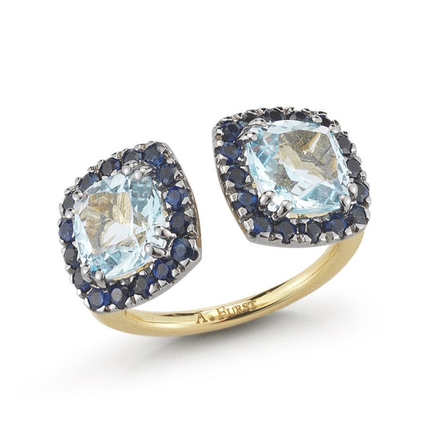 A-FURST-DYNAMITE-DOUBLE-STONES-RING-BLUE-TOPAZ-BLUE-SAPPHIRES-BLACKENED-YELLOW-GOLD-A1322GNU4
