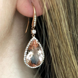 Dynamite - Drop Earrings with Morganite and Diamonds, 18k Rose Gold