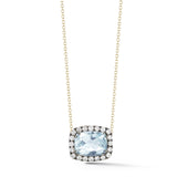 Dynamite - Pendant Necklace with Blue Topaz and Diamonds, 18k Yellow and Blackened Gold