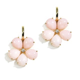 Fiori - Large Drop Earrings with Pink Opal and Diamonds, 18k Yellow Gold