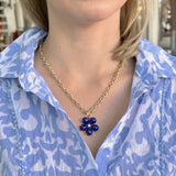 Fiori - Pendant with Lapis Lazuli and Diamond, 18k Yellow Gold