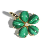 Fiori - Pendant with Malachite and Diamond, 18k Yellow Gold