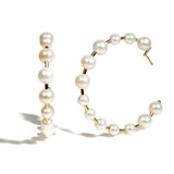Joy - 48 mm Hoop Earrings with White Pearls, 18k Yellow Gold