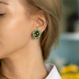 Afurst-sole-button-earrings-green-tourmaline-green-apatite-yellow-gold