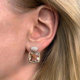 Gaia - Drop Earrings with Morganite and Diamonds, 18k Rose Gold
