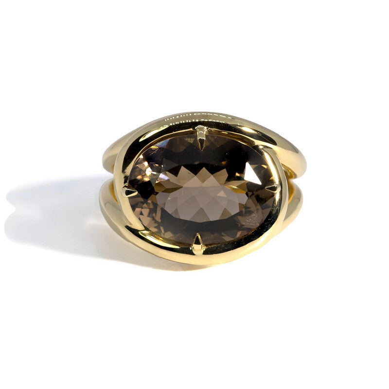 A & Furst - Aera - Cocktail Ring with Smoky Quartz, 18k Yellow Gold