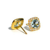 Dynamite - Stud Earrings with Aquamarine and Diamonds, 18k Yellow Gold