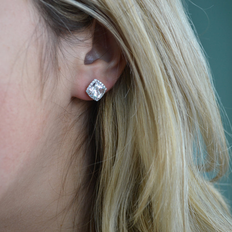 Morganite stud earrings white gold hotsell