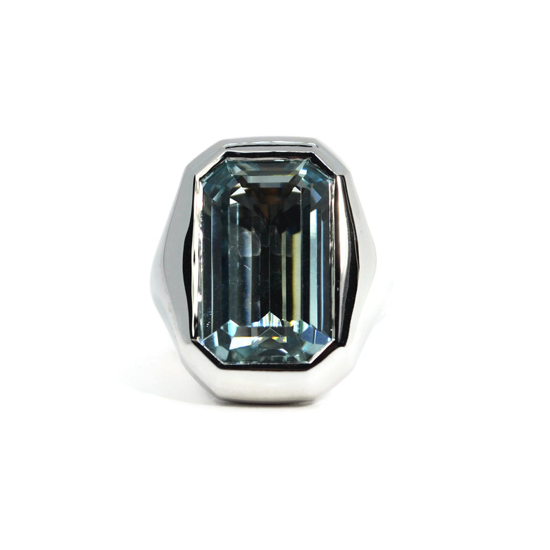 Essential - One of a Kind Cocktail Ring with Aquamarine, 18k White Gold
