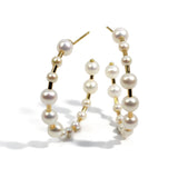 Joy - 40 mm Hoop Earrings with White Pearls, 18k Yellow Gold