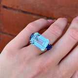 Party - Cocktail Ring with Blue Topaz and Kyanite, 18k White Gold