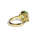 Party - One of a Kind Cocktail Ring with Mint Green Tourmaline and Diamonds, 18k Yellow Gold