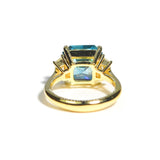 Party - One a Kind Cocktail Ring with Natural Blue Zircon and Diamonds, 18k Yellow Gold