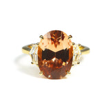 Party - One of a Kind Cocktail Ring with Natural Brown Zircon and Diamonds, 18k Yellow Gold
