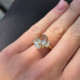 Party - One of a Kind Cocktail Ring with Natural Brown Zircon and Diamonds, 18k Yellow Gold