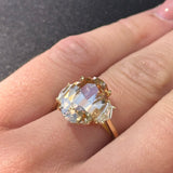 Party - One of a Kind Cocktail Ring with Natural Brown Zircon and Diamonds, 18k Yellow Gold
