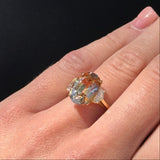 Party - One of a Kind Cocktail Ring with Natural Brown Zircon and Diamonds, 18k Yellow Gold