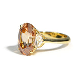Party - One of a Kind Cocktail Ring with Natural Brown Zircon and Diamonds, 18k Yellow Gold