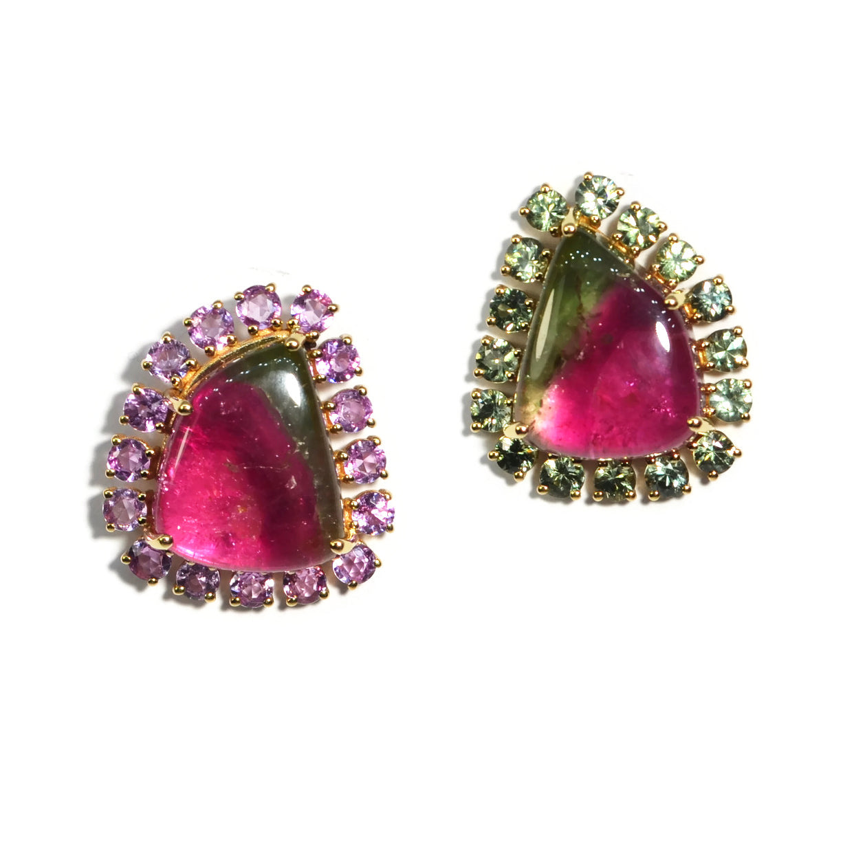 a-furst-sole-button-earrings-watermelon-tourmaline-gree-pink-sapphires-yellow-gold-O2017GTB4V4R