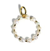 Joy - 30 mm Pendant with White Pearls, 18k Yellow Gold