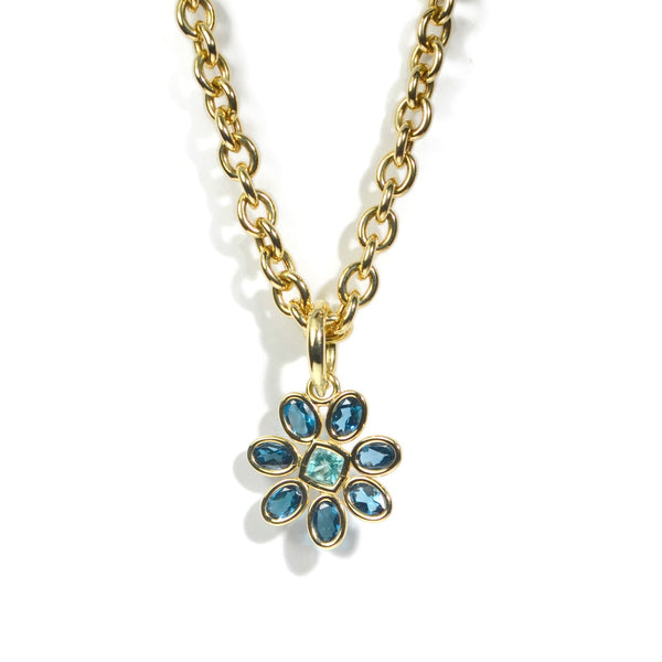 Fiori - Small Pendant with London Blue Topaz and Apatite, 18k Yellow Gold