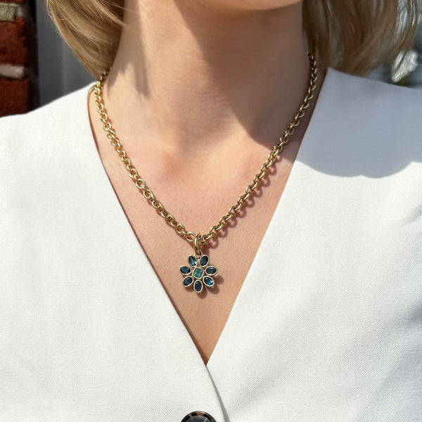 Fiori - Small Pendant with London Blue Topaz and Apatite, 18k Yellow Gold