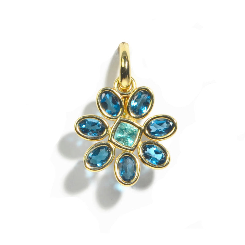 Fiori - Small Pendant with London Blue Topaz and Apatite, 18k Yellow Gold