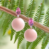 Bonbon - Drop Earrings with Pink Tourmaline, Diamonds and Pink Opal, 18k Rose Gold