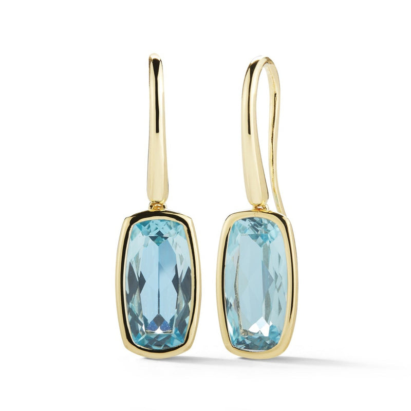 Gaia - Drop Earrings with Blue Topaz, 18k Yellow Gold