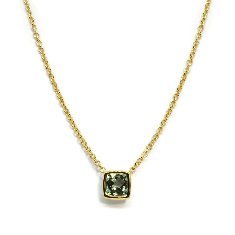 Gaia - Pendant Necklace with Prasiolite,18k Yellow Gold