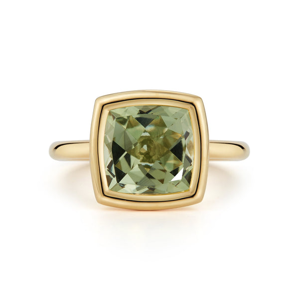 Gaia - Medium Stackable Ring with Prasiolite, 18k Yellow Gold