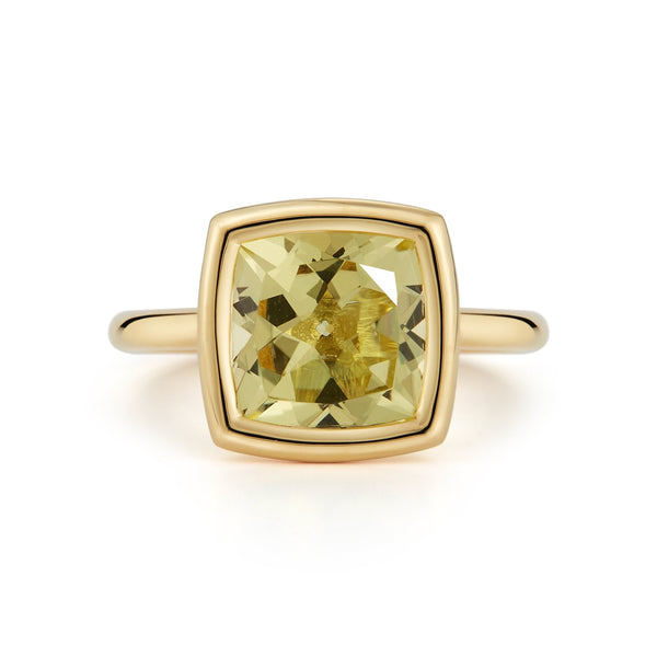 Gaia - Medium Stackable Ring with Lemon Citrine, 18k Yellow Gold