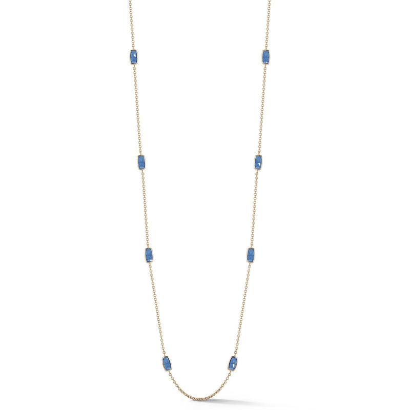 Gaia - Station Necklace with London Blue Topaz, 18k Yellow Gold