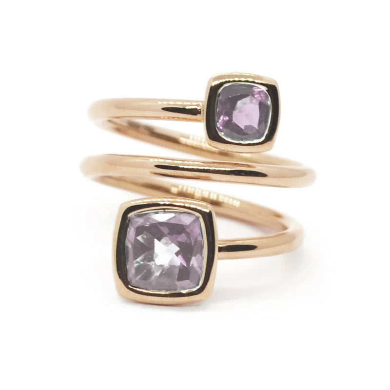 Gaia - Spiral Ring with Rose de France, 18k Rose Gold