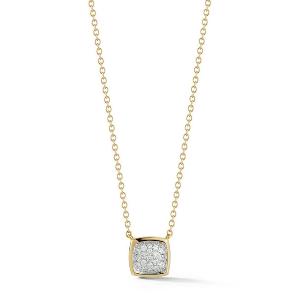 Gaia - Small Pendant Necklace with Diamonds, 18k Yellow and White Gold