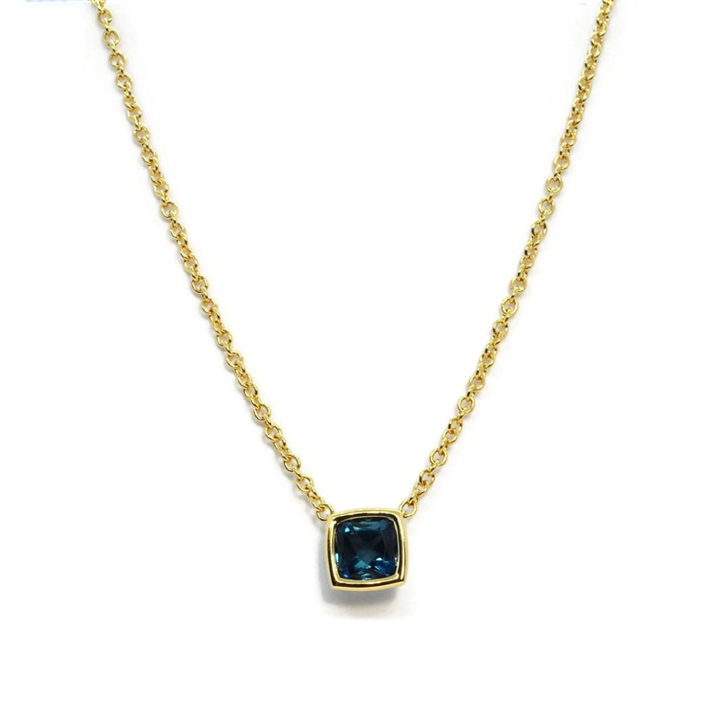 Gaia - Pendant Necklace with London Blue Topaz,18k Yellow Gold
