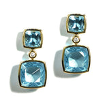 A & Furst - Gaia - Drop Earrings with Blue Topaz and Diamonds, 18k Yellow Gold