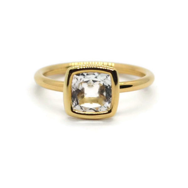A & Furst - Gaia - Small Stackable Ring with White Topaz, 18k Yellow Gold