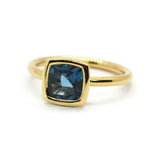 A & Furst - Gaia - Small Stackable Ring with London Blue Topaz, 18k Yellow Gold