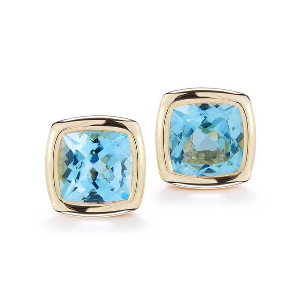 A & Furst - Gaia - Stud Earrings with Swiss Blue Topaz, 18k Yellow Gold