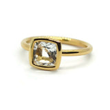 A & Furst - Gaia - Small Stackable Ring with White Topaz, 18k Yellow Gold