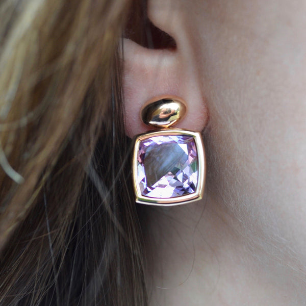 A & Furst - Gaia - Drop Earrings with Rose de France, 18k Rose Gold