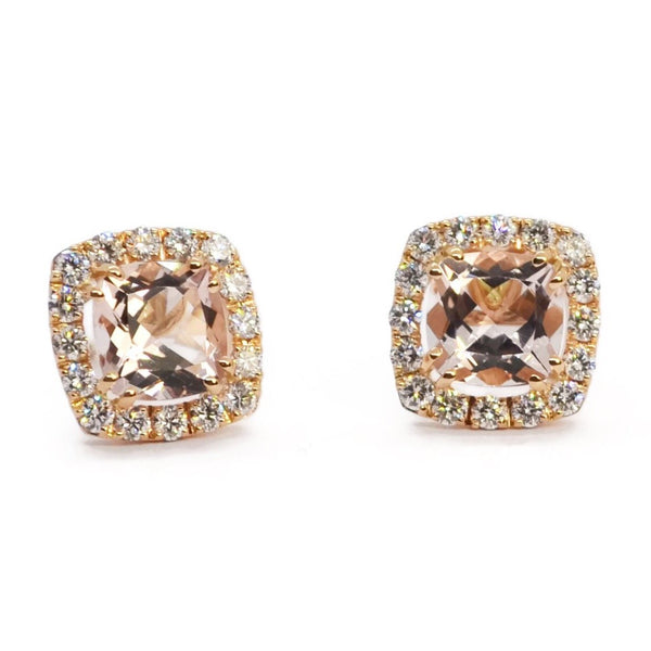 A & Furst - Dynamite - Stud Earrings with Morganite and Diamonds, 18k Rose Gold
