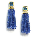 A & Furst - Gaia - Drop Tassel Earrings with London Blue Topaz and Blue Sapphires, 18k Yellow Gold