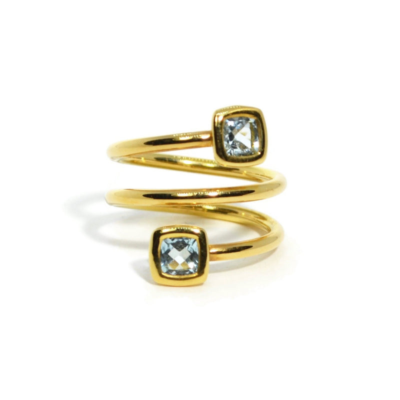 A & Furst - Gaia - Spiral Ring with Sky Blue Topaz, 18k Yellow Gold