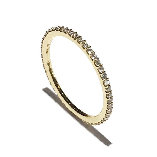 France - Eternity Band Ring with White Diamonds all around, 18k Yellow Gold